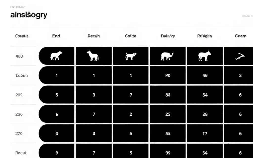 动物运动会开奖结果数据表格示意